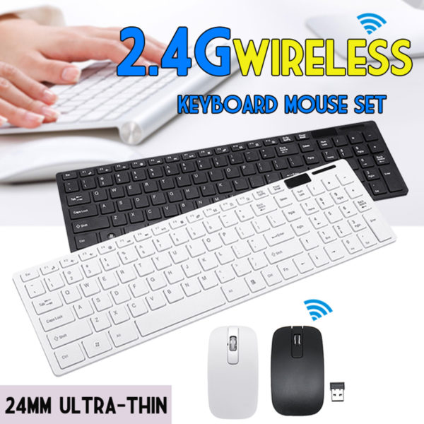 Ensemble clavier et souris sans fil 2 4G silencieux Ultra mince avec film de protection pour 1