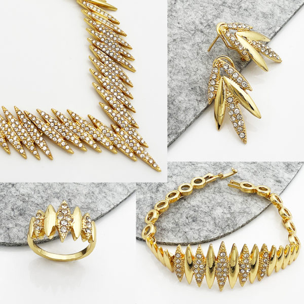 Ensemble de bijoux italiens en or de duba pour femmes collier boucles d oreilles Bracelet bague 3