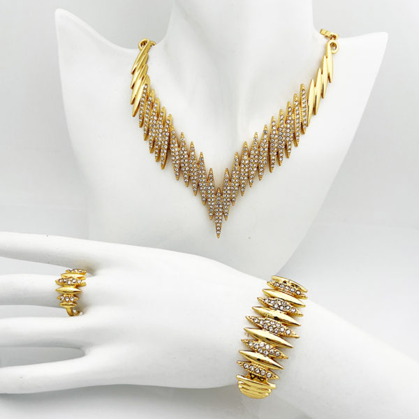 Ensemble de bijoux italiens en or de duba pour femmes collier boucles d oreilles Bracelet bague 4
