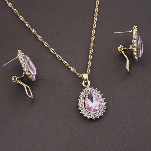 Ensemble de boucles d oreilles et collier en cristal pour femme bijoux de mariage la mode 3