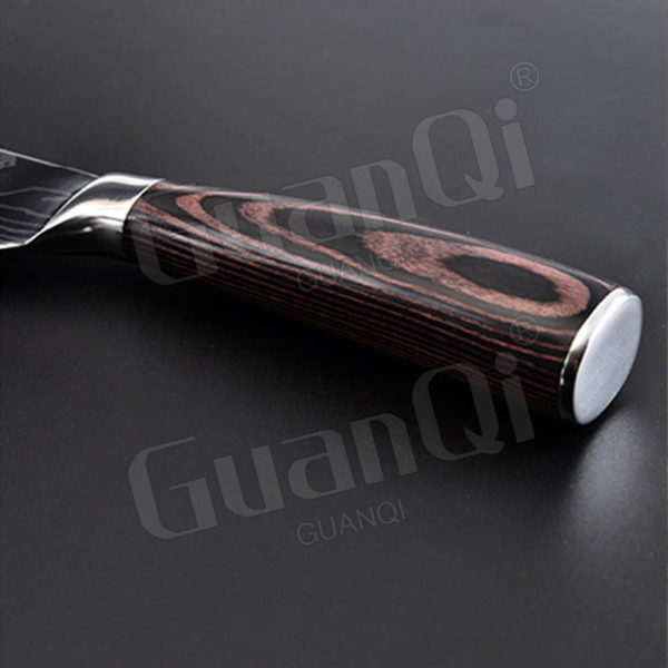 Ensemble de couteaux de cuisine professionnels, couperet tranchant, manche en bois, outil de cuisine, Laser, motif damas, ensemble de couteaux – Image 3