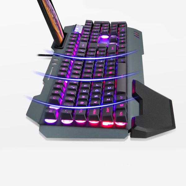 Ensemble de souris et clavier de jeu Semi-mécanique rvb, rétroéclairé, multi-raccourcis, tapis de souris optique 3200 DPI avec support – Image 2