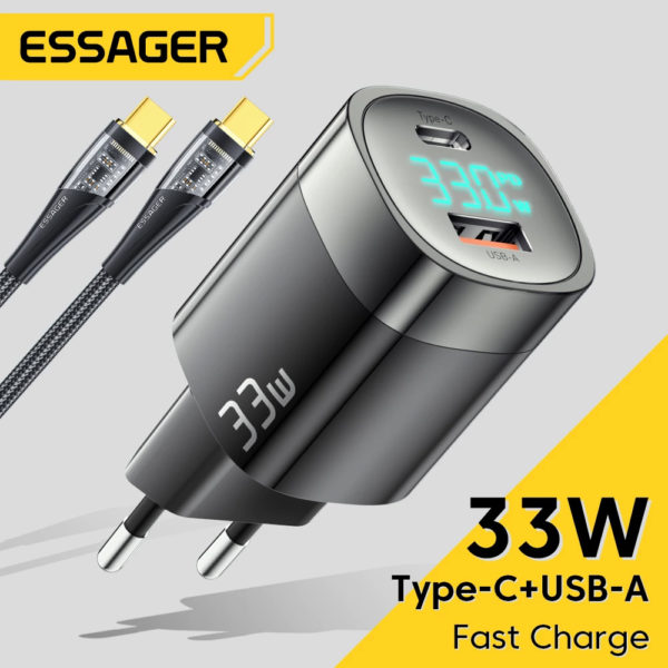 Essager 33W GaN USB C chargeur affichage num rique PD charge rapide pour iPhone 14 13
