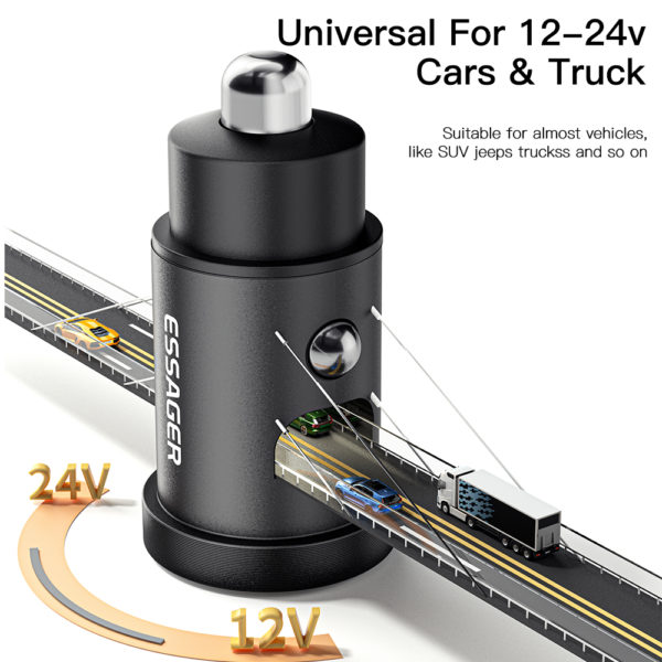 Essager – chargeur de voiture USB type-c 45W QC 4.0 PD 3.0 SCP 5A, charge rapide pour iPhone 14 13 Pro, Huawei Xiaomi Samsung S22 Ultra – Image 6
