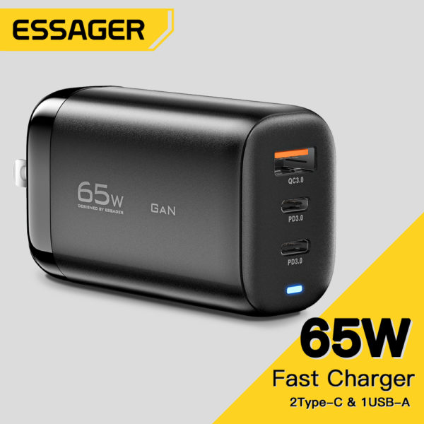 Essager chargeur rapide 65W GaN QC3 0 USB type c PD3 0 pour t l phone