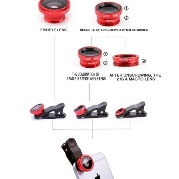 Fisheye Objectif de T l phone avec Grand Angle et Macro il de Poisson Kits d 1