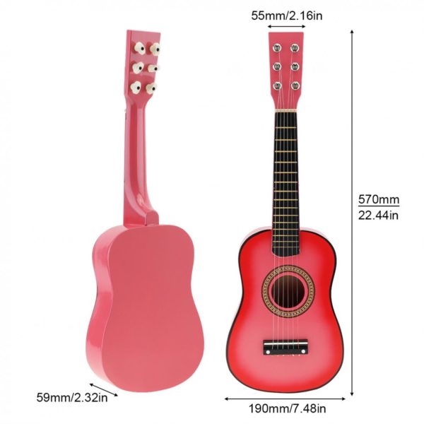 Guitare acoustique en tilleul noir 23 pouces avec fil de guitare Instruments de musique cadeau pour 1