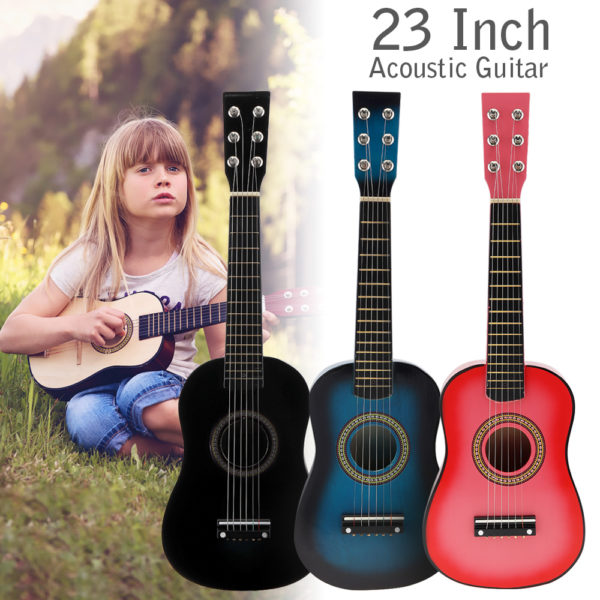 Guitare acoustique en tilleul noir 23 pouces avec fil de guitare Instruments de musique cadeau pour