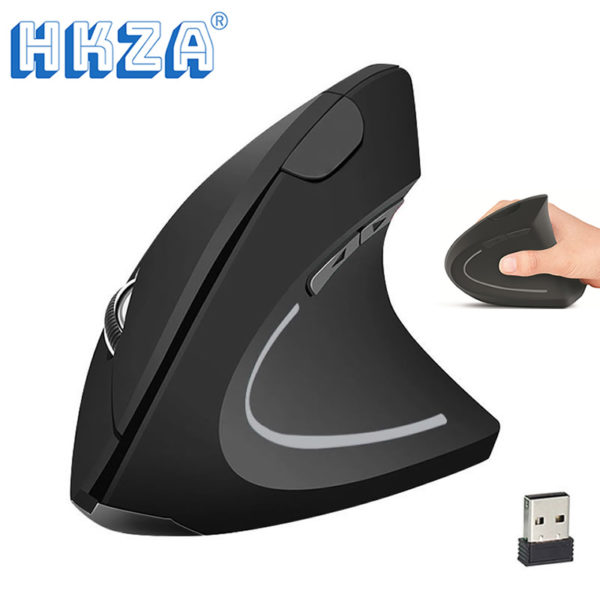 HKZA souris de jeu verticale sans fil USB 1600 DPI pour PC ordinateur portable bureau maison
