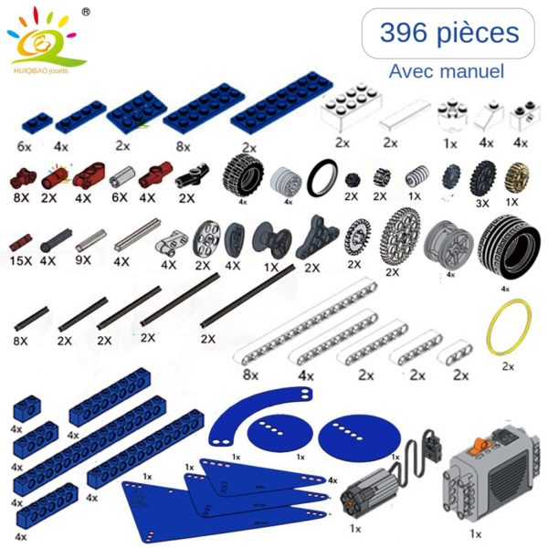 HUIQIBAO – Robot MOC de haute technologie, bloc de Construction technique, vert Compatible 2.0, jeu de briques robotisées, jouets pour enfants – Image 3