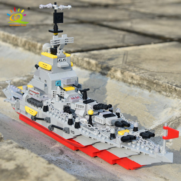 HUIQIBAO blocs de construction de navires de guerre ensemble pour gar ons armes de la marine 2