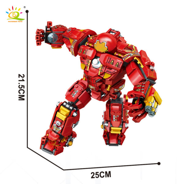 HUIQIBAO blocs de construction pour gar ons Super armure Robot figurines Mecha guerrier militaire jouets pour 2