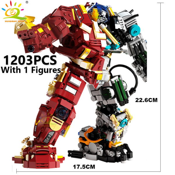 HUIQIBAO blocs de construction pour gar ons Super armure Robot figurines Mecha guerrier militaire jouets pour 3