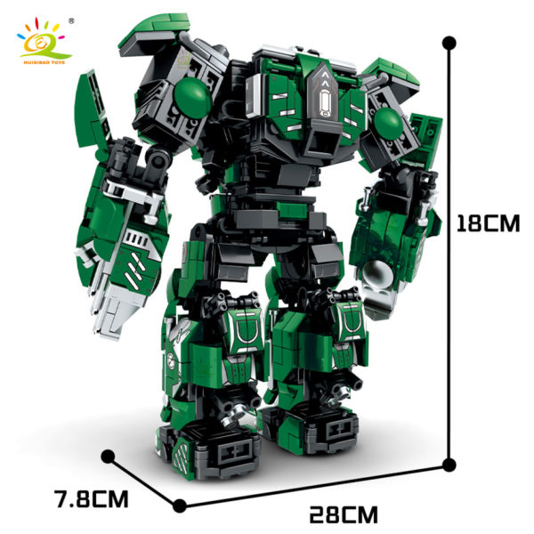 HUIQIBAO blocs de construction pour gar ons Super armure Robot figurines Mecha guerrier militaire jouets pour 4