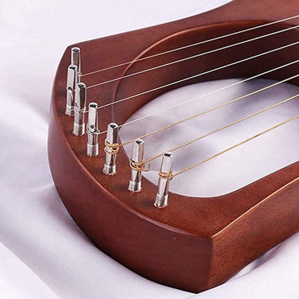 Harpe Lyre 7 cordes en bois massif d acajou Instruments cordes en m tal 1