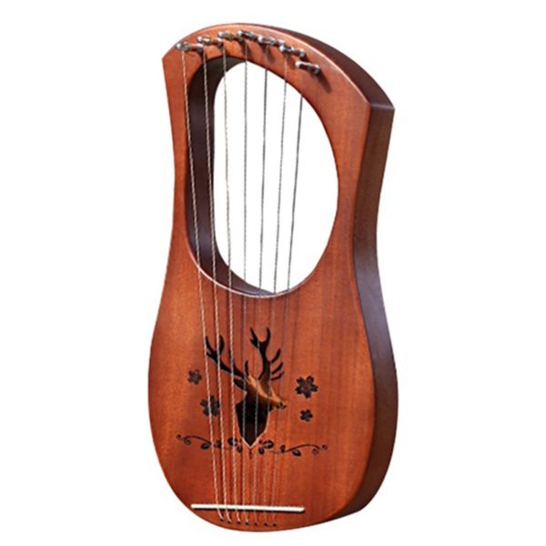 Harpe Lyre 7 cordes en bois massif d acajou Instruments cordes en m tal
