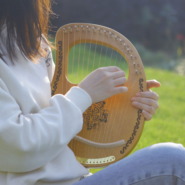 Harpe Lyre en bois 16 cordes Instrument cordes en bois d acajou avec cl de r 2