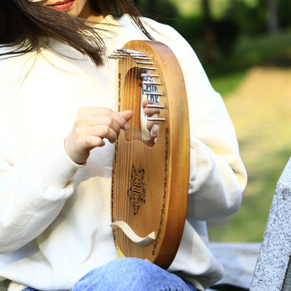 Harpe Lyre en bois 16 cordes Instrument cordes en bois d acajou avec cl de r 4