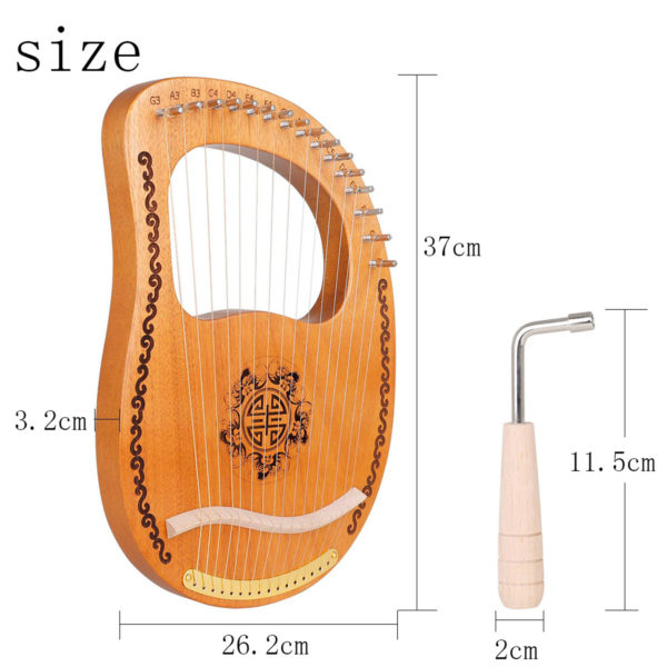Harpe Lyre en bois 16 cordes Instrument cordes en bois d acajou avec cl de r 5