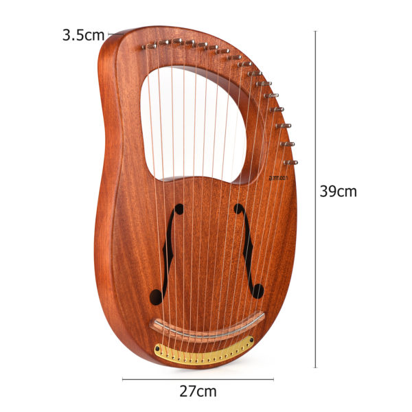Harpe Lyre en bois de 16 cordes cordes m talliques Instrument en bois massif avec sac 5