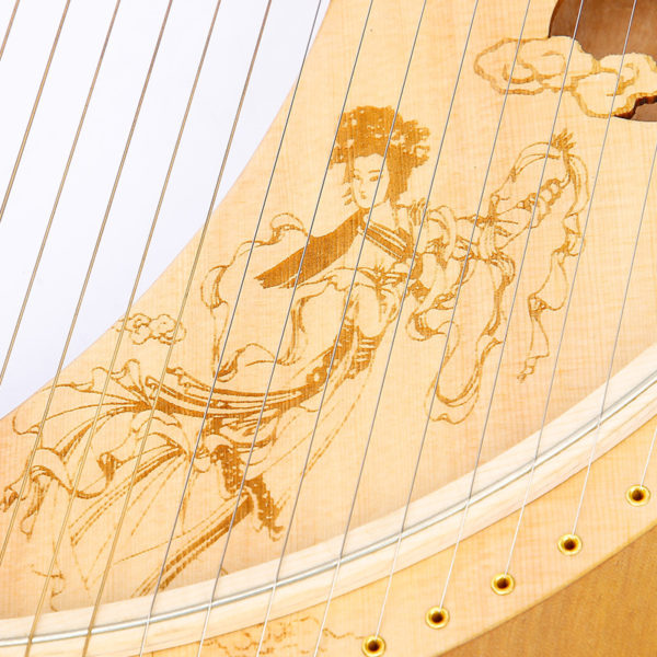 Harpe en bois massif Lyre 19 cordes en forme de croissant symboles phon tiques sculptures exquises 2