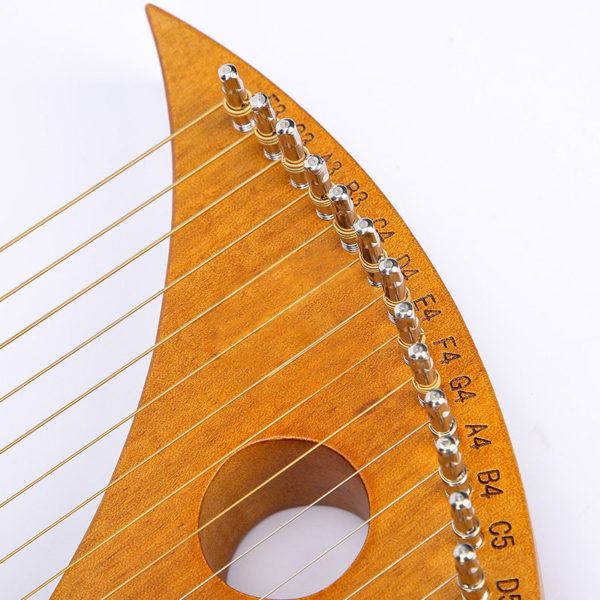 Harpe en bois massif Lyre 19 cordes en forme de croissant symboles phon tiques sculptures exquises 3