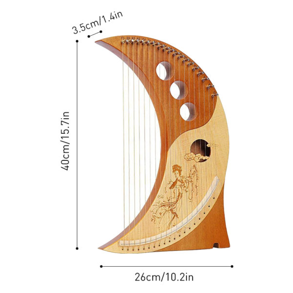 Harpe en bois massif Lyre 19 cordes en forme de croissant symboles phon tiques sculptures exquises 4