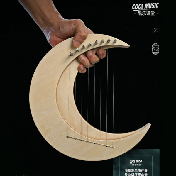 Hulu harpe Lyre en bois 8 cordes Piano G lune rable Instrument de musique 2