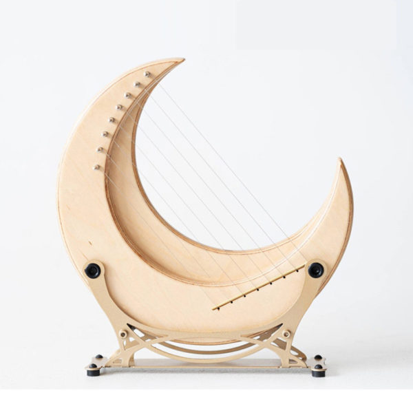 Hulu harpe Lyre en bois 8 cordes Piano G lune rable Instrument de musique 3