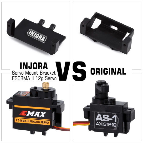 INJORA EMax ES08MA II 12g Servo à engrenage métallique analogique avec support et bras 15T pour voiture RC modèle Axial SCX24 gladiateur pièces de mise à niveau – Image 3