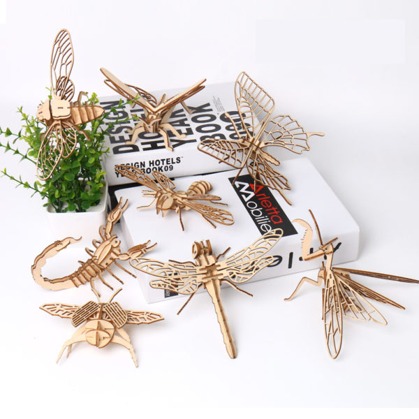 Jouet Montessori Puzzle 3D bricolage planche Puzzle en bois insecte Animal fait la main jouet ducatif 1