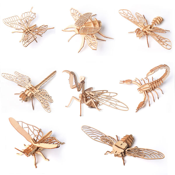 Jouet Montessori Puzzle 3D bricolage planche Puzzle en bois insecte Animal fait la main jouet ducatif