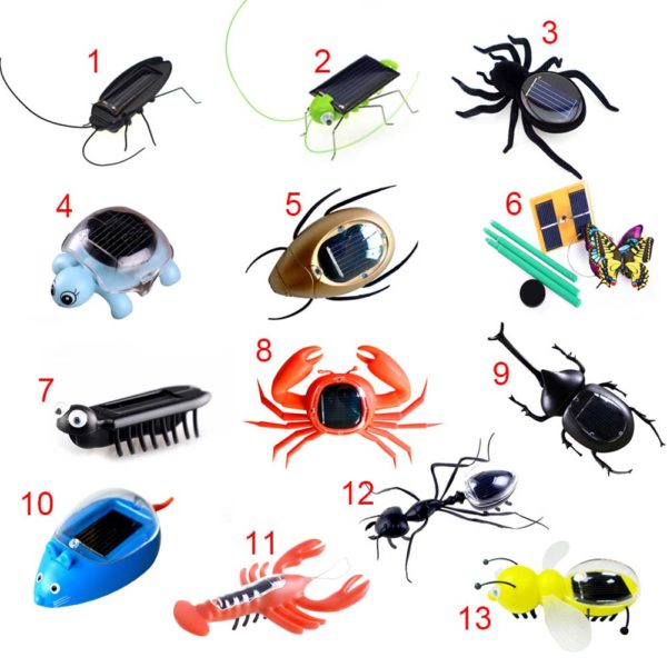 Jouet en plastique à énergie solaire pour enfants, robot à énergie solaire, fourmi, cafard, tortue, crabe, papillon, insecte, cadeau