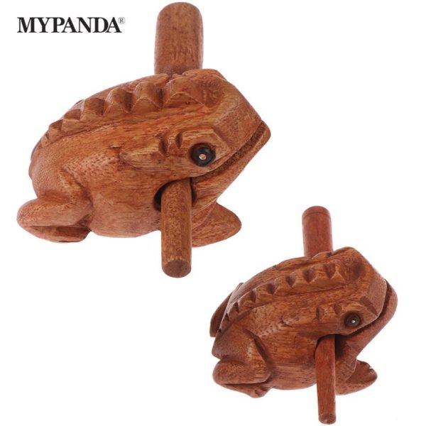 Jouet grenouille porte bonheur en bois clapets animaux argent Instrument Musical Percussion cadeau pour enfants