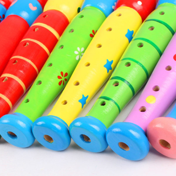 Jouets musicaux ducatifs pour enfants fl te en bois color Instrument de musique trompette 4