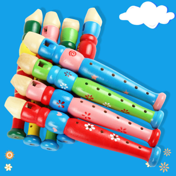 Jouets musicaux ducatifs pour enfants fl te en bois color Instrument de musique trompette 5