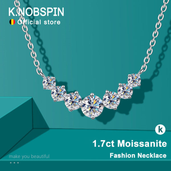 K NOBSPIN collier en Moissanite pour femme bijoux fins de mariage avec certificats collier en argent