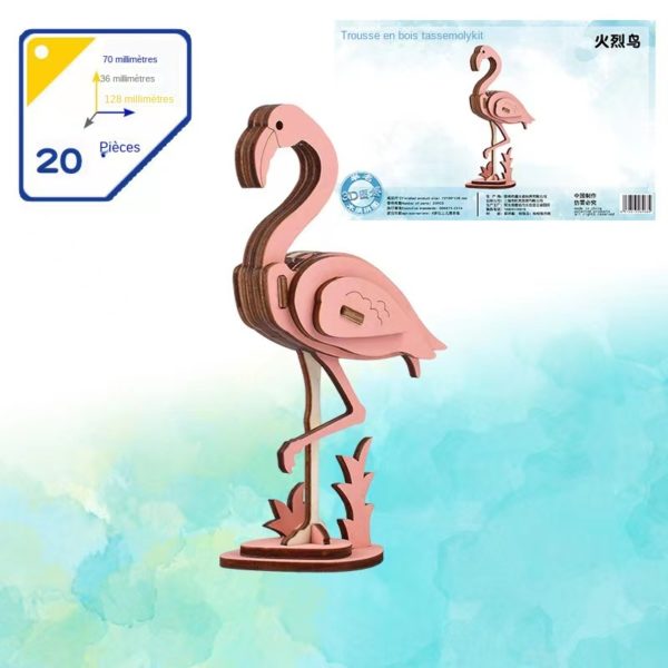 Kit d assemblage en bois 3D jouets animaux Flamingo Puzzle Mini mod les en bois jouets 2