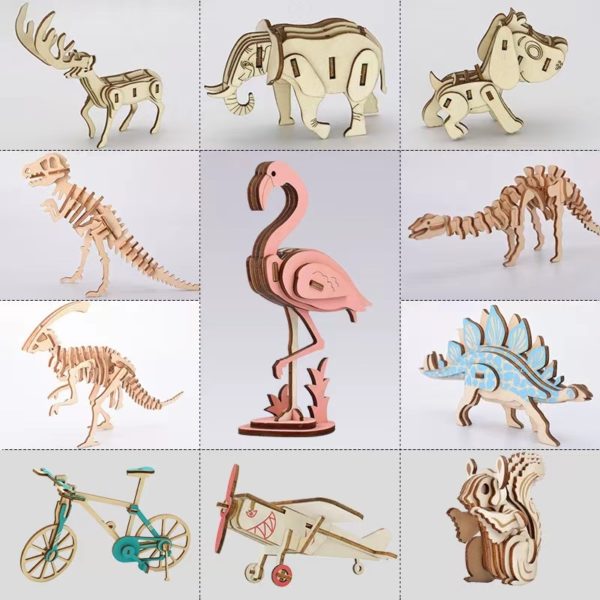 Kit d assemblage en bois 3D jouets animaux Flamingo Puzzle Mini mod les en bois jouets