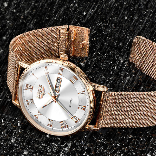 LIGE montre Ultra mince pour femmes Top marque de luxe mode dames horloge en acier inoxydable 1