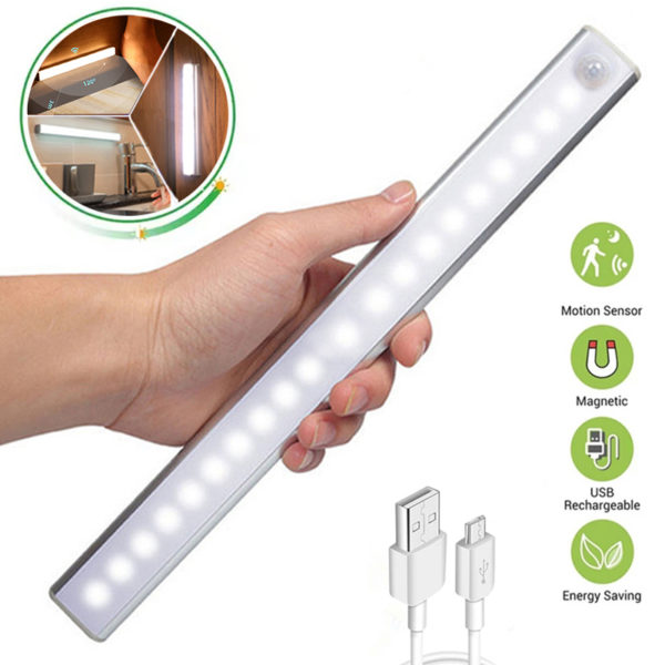 Lampe LED Sans Fil avec Capteur de Mouvement pour Escalier Veilleuse Rechargeable par USB R tro