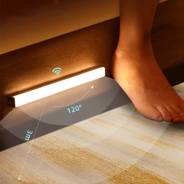 Lampe LED sans fil avec capteur de mouvement PIR, rechargeable par USB, idéal pour une cuisine, un placard, un couloir ou des escaliers, 21/30cm