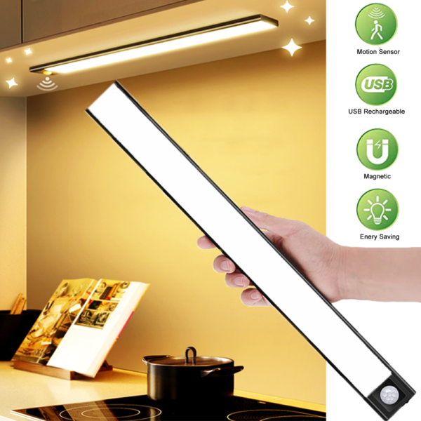 Lampe LED sans fil capteur de mouvement Rechargeable par USB veilleuse pour armoire garde robe sous