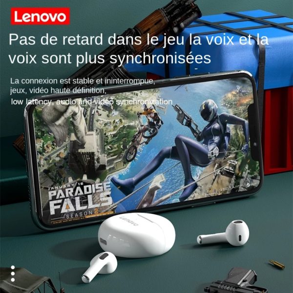 Lenovo – écouteurs sans fil Bluetooth 5.0 TWS, casque d'écoute étanche, réduction du bruit, avec micro, d'origine, HT38 – Image 3