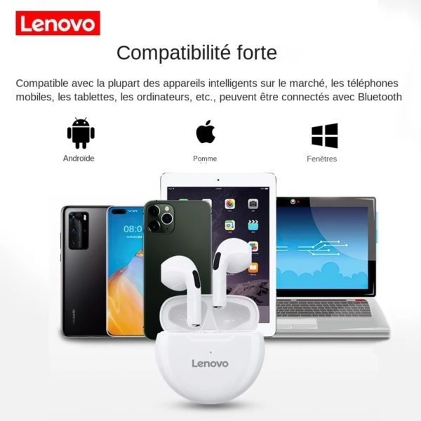 Lenovo – écouteurs sans fil Bluetooth 5.0 TWS, casque d'écoute étanche, réduction du bruit, avec micro, d'origine, HT38 – Image 5