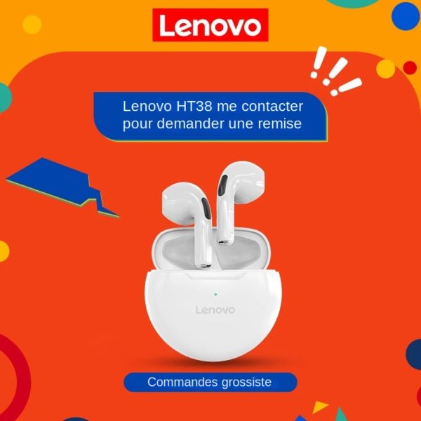 Lenovo – écouteurs sans fil Bluetooth 5.0 TWS, casque d'écoute étanche, réduction du bruit, avec micro, d'origine, HT38 – Image 6