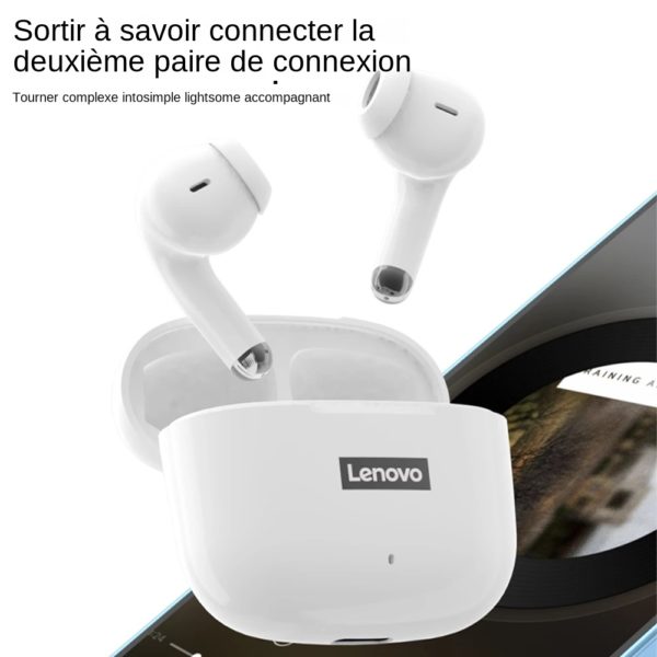 Lenovo couteurs sans fil Bluetooth 5 1 oreillettes de sport tanches avec Microphone musique TWS LP40 5