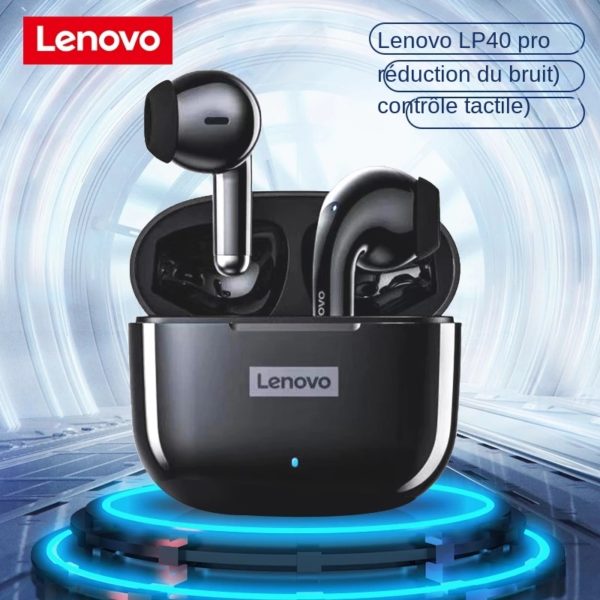 Lenovo couteurs sans fil Bluetooth 5 1 oreillettes de sport tanches avec Microphone musique TWS LP40