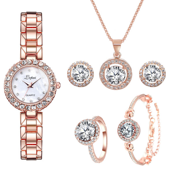 Lvpai ensemble de montres Quartz pour femmes 6 pi ces montre bracelet de luxe couleur or 2