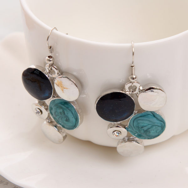 MINHIN ensemble de bijoux bleu pour femmes Design de cercle sp cial pendentif plaqu argent collier 1